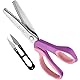 Handi Stitch Zackenschere mit Fadenschneider - Schneiderschere Stoffschere Zickzack 22,86cm Edelstahl Pinke Griffe – Schere Scharf zum Schneiden von Stoff, Kleidung, Textilien, Nähen, Papier, Basteln