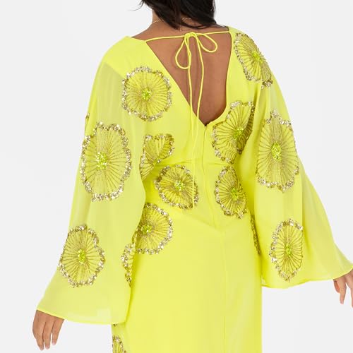 Robe midi col V plongeant Maya Deluxe avec manches cape et buste fleuri - 5