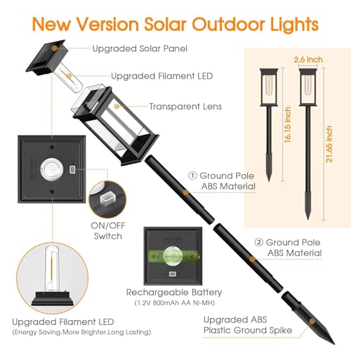 Image of WIDEWINGS Solar Pathway Lights - Waterproof Outdoor Garden Lights for Yard, Lawn, Patio - Auto On /Off LED Landscape Lighting, Decorative Solar Walkway Lights (8 Pack)