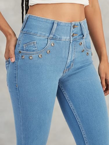 Image of Dolce Crudo Women's Skinny Fit High Rise Regular Length Stretchable Denim Pants