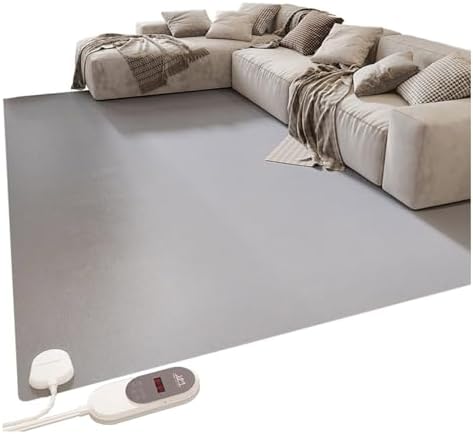 Graphene Heated Carpet, Electric Heating Area Rug with Adjustable Temperature Timer, Warm Floor Mat for Home & Office (100x150cm/39.3x59) - Cozy Comfort & Energy Efficient