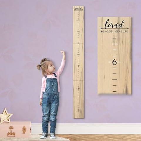 Farmhouse Style Wooden Kids Growth Chart Ruler for Boys and Girls (Weathered Natural - WHT) Cover