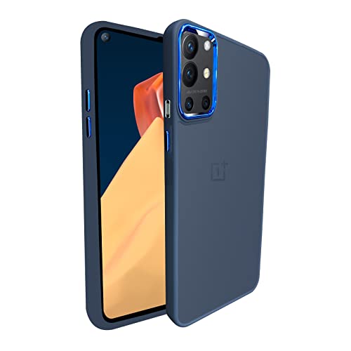 Image of A rtistque Frosted Translucent Back Cover Case for Oneplus 9R | Electroplated Chrome Ring | Raised Camera Edges for Protection | Smooth Sides TPU - Blue