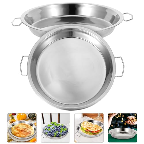Hemoton 2Pcs Stainless Steel Steaming Tray and Hot Dish Plate 10 Inch Cold Noodle Making Tools Steamed Rice Tray Chinese Liangpi Steamer Pan Round Cake Pan Dishwasher Safe by Hemoton - Image 4