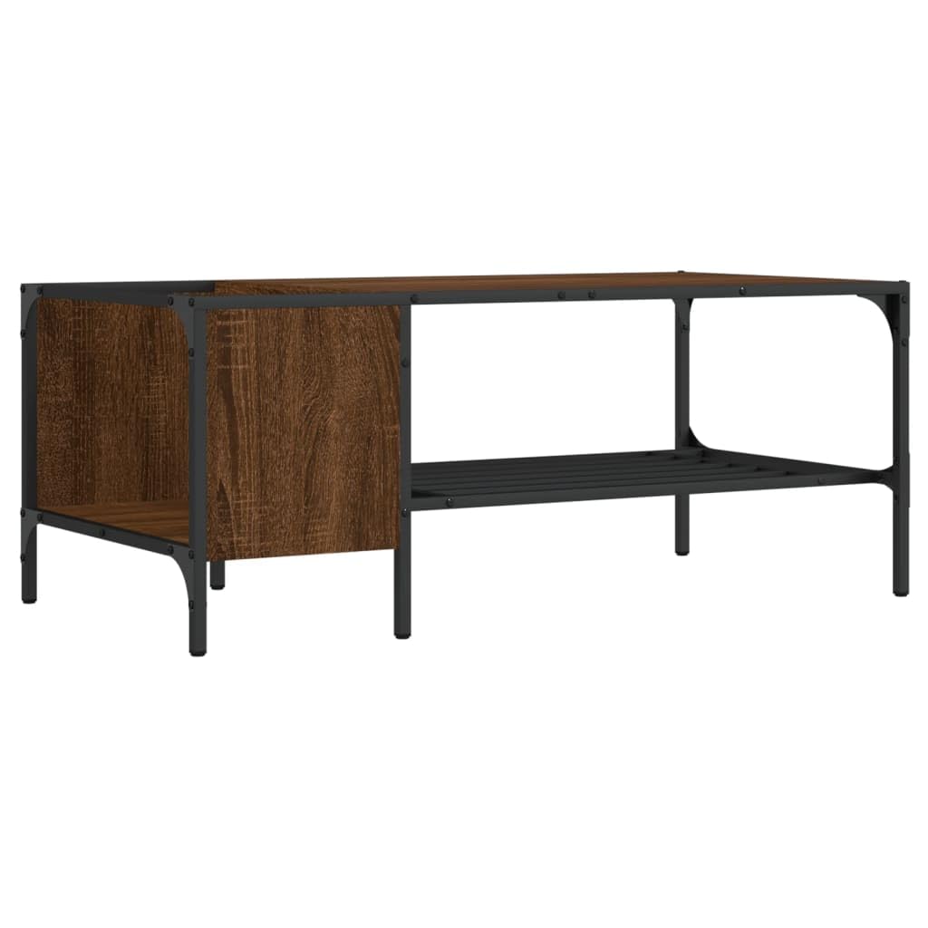 vidaXL Mesa de Centro con Estante, Mesita Auxiliar con Almacenaje, Mesa Decorativa de Sofá, Mueble para Salón, Madera de Ingeniería Roble Marrón