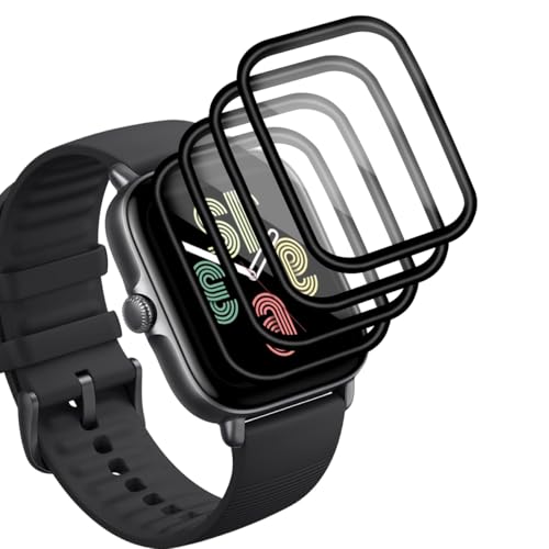Yieehhow Protector Pantalla para Amazfit GTS 3 42mm Cristal Templado [4 Piezas], PMMA Protector Pantalla Compuesto, HD/Anti-Arañazos, 3D Curvado Película Protectora para Amazfit GTS 3 42mm