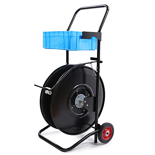 U.S. Solid Heavy Duty Strapping Cart/Dispenser for Polypropylene (PP) or Woven Cord Polypropylene/Composite Strapping with 8" x 8" Core Size Upgraded Brake System