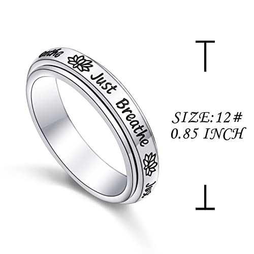 Jzmsjf S925 Sterling Silver Spinner Fidget Rings For Anxiety Relief Boredom Adhd Autism Band Women Size 7 #TOP5