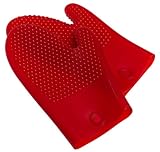 Progressive International Silicone Oven Mitts 2-Pack, Red