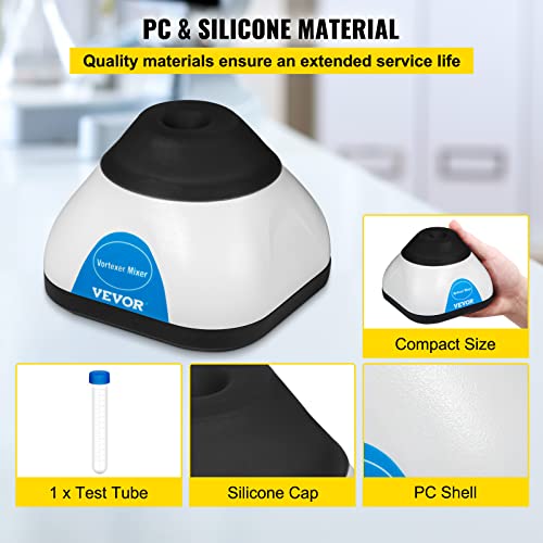Vevor Vortex Mixer, 3000Rpm Mini Vortex Mixer Shaker, Touch Function Scientific Lab Vortex Shaker, Mix Up To 50Ml, 6Mm Orbital Diameter For Test Tube, Nail Polish, Eyelash Adhesives, Paint #TOP4
