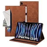 [PU-Etui iPad Pro 12.9 6e génération 2022] Excellente finition avec extérieur en cuir synthétique de qualité supérieure, le panneau arrière est en TPU flexible, la coque double couche et l'extérieur en cuir synthétique de haute qualité protègent l'appareil des rayures.