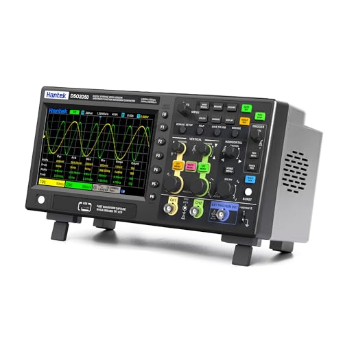 Hantek Oszilloskop 2 kanal, 500 MHz Oszilloskop mit 1 CH 25 MHz Wellenformgenerator, mit 2 GS/s Abtastrate, Ideal für Ingenieure, Hobbyanwender, Diagnose, Tests und Reparaturen (Hantek DSO2D50/500MHz)