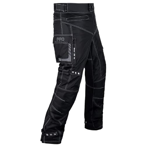 ARD Motorcycle Pants Men Biker Dual Sport Motorbike Waterproof, Windproof Riding Pants All-Weather Removable CE Armored Black (Waist 42"- Inseam 34")
