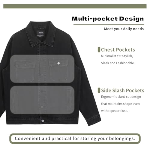 Image of Denim Jacket Men Vintage Autumn and Winter Tops Mens Denim Trucker Jacket
