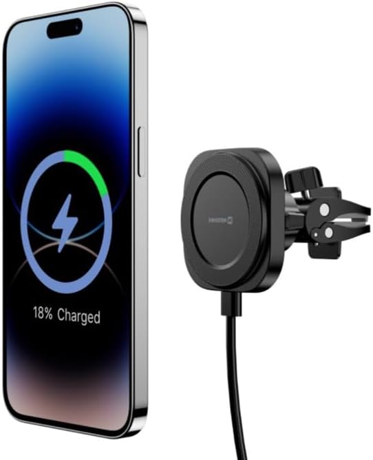 Magstick Magnetic Car Mount with Wireless Charging Compatible with MagSafe - 15W/7.5W High Power and Detachable Cable