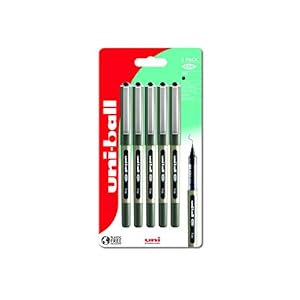 uni-ball Eye UB-157 Black Rollerball Pens. Premium Fine 0.7mm Ballpoint Tip for Super Smooth Handwriting, Drawing, Art, Crafts and Colouring. Fade and Water Resistant Liquid Uni Super Ink. Pack of 5