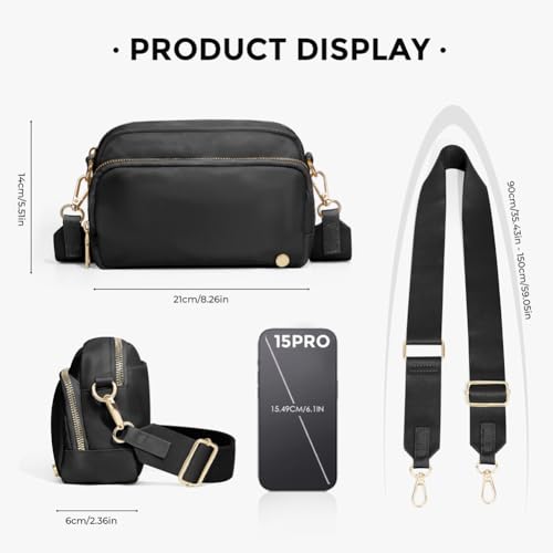 Nylon Crossbody Bag Bum Bag, Anti-theft Crossbody Purse with Adjustable Strap, Waterproof Multi-pocket Small Crossbody Bag for Men Women3