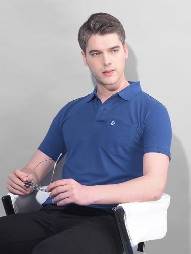 Image of Dollar Men's Pack of 1 Solid Cotton Blend Polo Neck T-Shirt