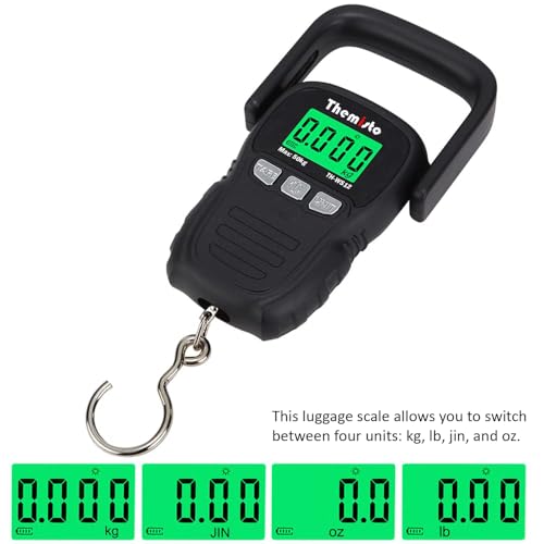 Image of Themisto TH-WS12 Digital Hanging Travel Luggage Scale with Strap, 50kg Capacity