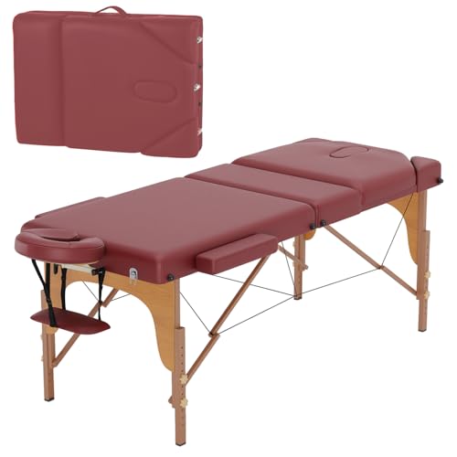 BestMassage Massage Bed Portable Massage Table 77" L 28" W Lash Bed Height Adjustable 3 Folding PU Leather with Oxford Bag for Spa Footmassage Facial CareSpa Tattoo