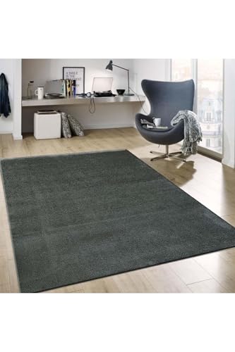 Koyu Gri Mikro Polyester Kaymaz Taban Shaggy Halı, 200 x 290