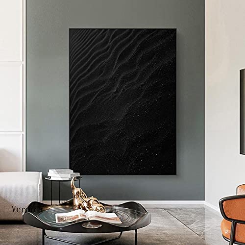 Peinture abstraite noir et blanc vague toile mur art affiche salon moderne 70x100 - 5