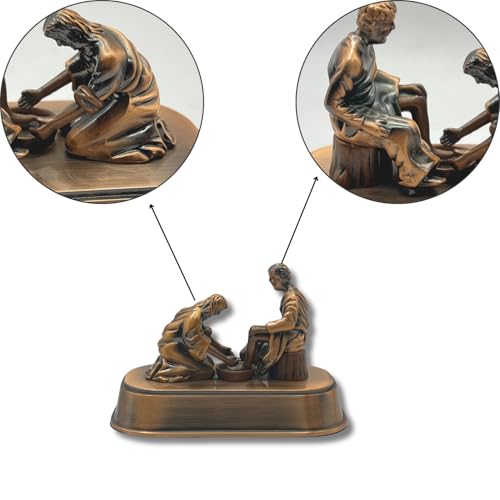Estatua de Jesús lavando pies de discípulos cobre 3 in miniatura 4