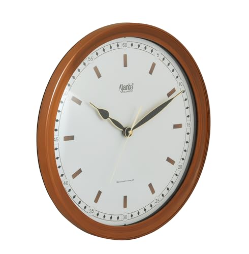 Image of Ajanta Real Silent Sweep Movement Designer analog Clock (341x51x341mm)(Iron Brown) (Teak Print)