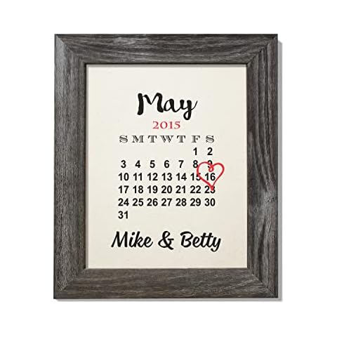 2nd Anniversary Gift for Him or Her, Wedding Date Calendar Cotton Print Cover