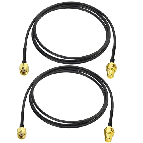 Yuslao WiFi Antenna Extension Cable 3ft RP-SMA Male to RP-SMA Female RG174 Coaxial Cable (2-Pack) for Desktop PC Wireless Mini PCI Express PCIE Network Card WiFi Router USB Adapter IP Security Camera