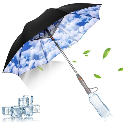 Parapluie ventilateur rechargeable contre la chaleur du soleil