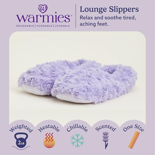 Image of warmies Microwaveable House Slippers for Women - Plush, Soft & Fuzzy Indoor Slippers with Backs & Non-Slip Memory Foam Soles - Cozy Warm Ladies Slipper