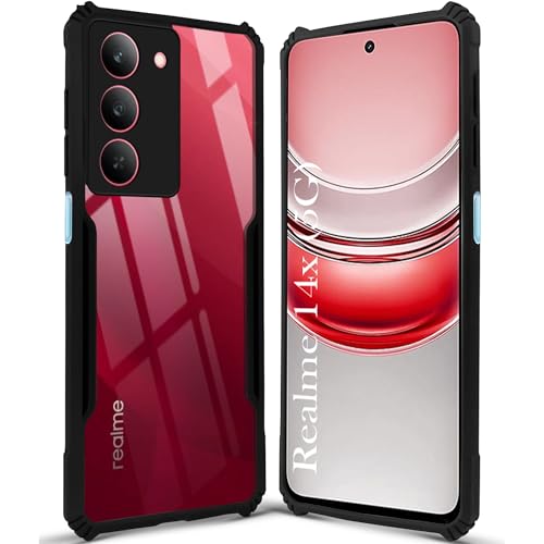 Image of Jkobi Back Cover Case for Realme 14X (Shockproof with Polycarbonate Clear Panel | Professional Black)