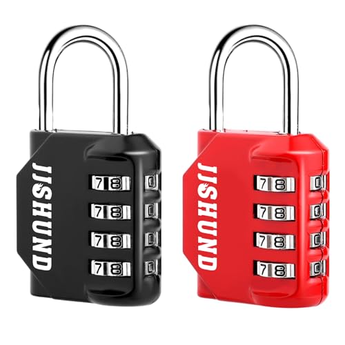 2 Pcs Cadenas à Code 4 Chiffres - Alliage de Zinc, Étanche, Antirouille - Pour Placard, Gym, Garage, Boîte à Outils (Noir, Rouge)