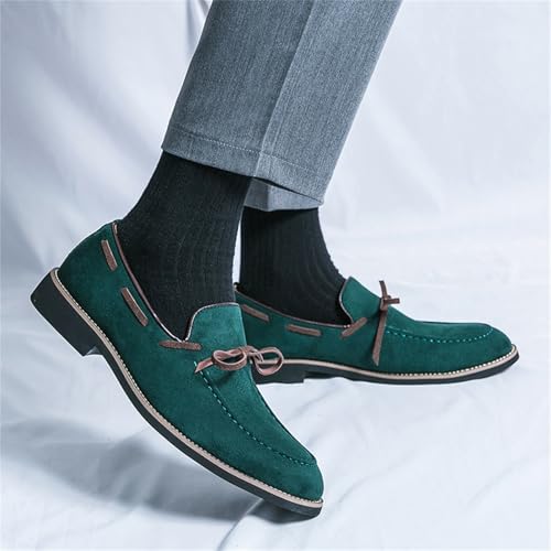 Men's Bow Suede Slip on Casual Loafers Low Top Lightweight Non-Slip Flats Driving Boat Shoes for Business Work Office3