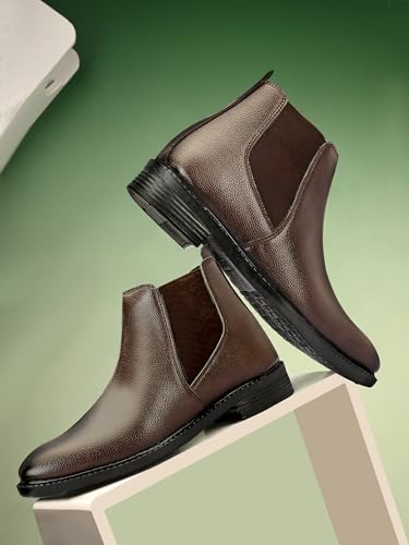 Image of HERMIZ Men's Chelsea Boots | Handcrafted | High Ankle Boot| Comfortable Formal Office & Casual Wear Shoes