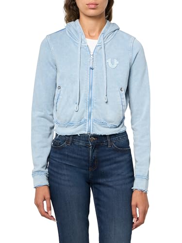 Sweat Big T True Religion : hoodie zippé délavé shrunken pour femme