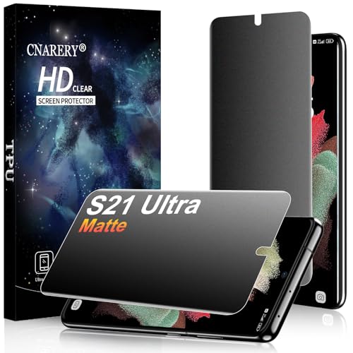 Cnarery 2 Pack for Samsung Galaxy S21 Ultra Matte Privacy Screen Protector 6.8 Inch[Not Glass] Anti-Scratch Anti-Glare Support fingerprint Unlock