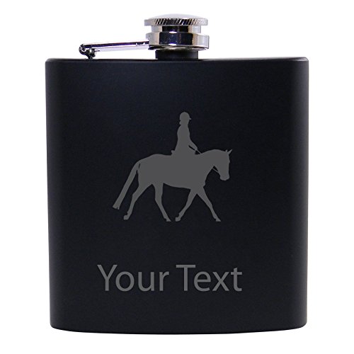 Personalized Custom Equestrian Horse Riding Black Stainless Steel Hip Customizable Flask