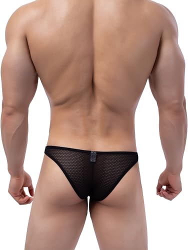 IKINGSKY Men's Cheeky Briefs See Through Bugle Bikini Underwear Lace Brazilian Back Under Panties for Men2