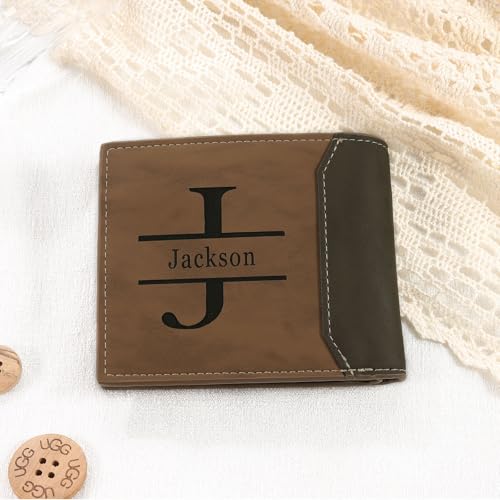 Custom Wallets for Men Personalized Mens Leather Wallet with Engraved Photo Name Christmas Birthday Customized Gifts for Dad Husband Boyfriend (Style 3)4