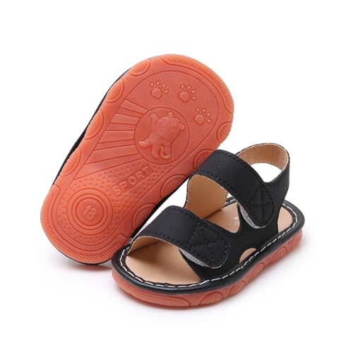 Image of WILLFUN Baby Boy Girl Summer Infant Squeaky Sandals Premium Rubber Sole Closed-Toe Non-Slip Shoes Toddler First Walkers