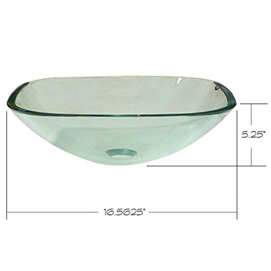University Loft 99VSL123 Square Glass Vessel Sink, 16.5-Inch