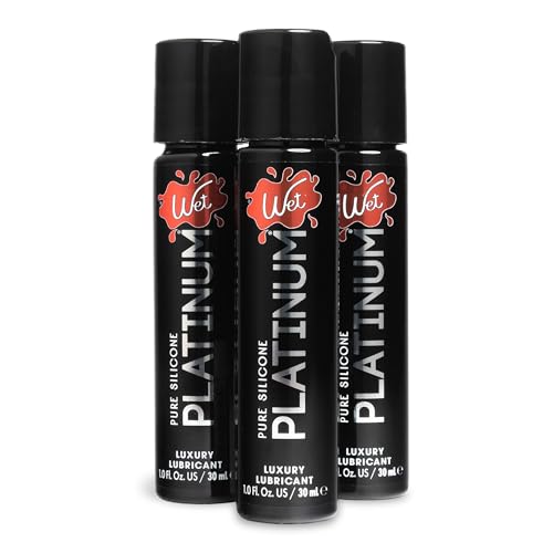 Image of Wet Platinum Silicone-Based Personal Lubricant | Ultra Smooth, Super Slick, Hypoallergenic, Long-Lasting Performance, Waterproof Formula| Lube for Men, Women & Couples, 1 Fl Oz (Pack of 3)
