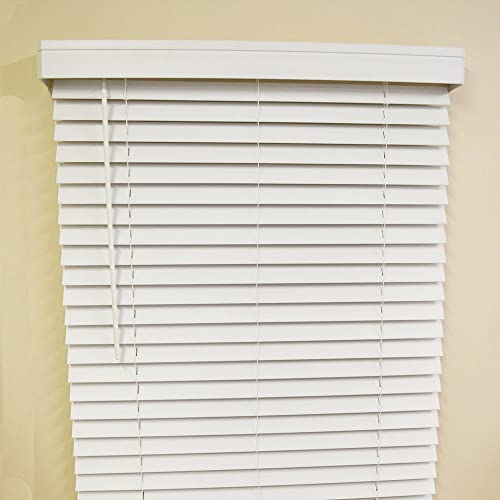 Lumino 2-Inch Contemporary Faux Wood Cordless Room Darkening Blind For Windows - Starting At $19.97 - (Over 900 Custom Sizes) Faux Wood Blinds, Window Blinds Cordless, White - 33" W X 64" H #TOP5