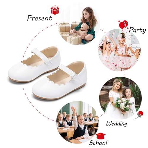 Image of PHIRAMIN Toddler Flower Girl Glitter Dress Shoes Little Girl Ballet Flats Bow Wedding Party