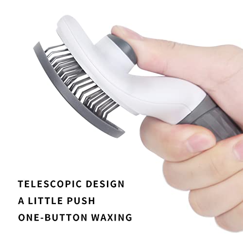 Image of Cat Self Cleaning Brush, Pet Grooming Brush for Cats and Dogs, Easy Clean for Long or Short Haired Cats, Gray