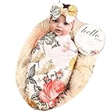 Galabloomer Juego de manta para recién nacido, diadema con estampado de flores para bebé (flor de jardín)