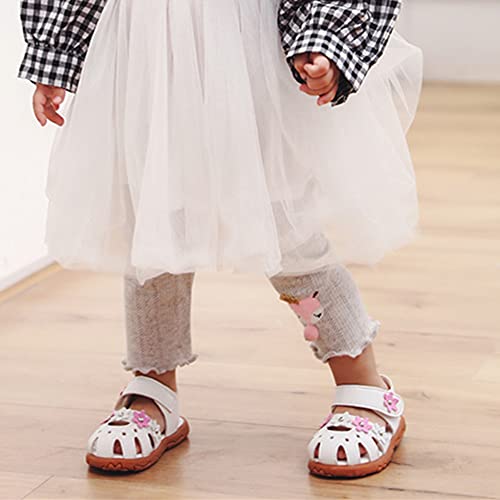 Toddler Little Girl's Summer Soft Closed-Toe Princess Flower Outdoor Casual Sandals for Kid Girl Lightweight Anti-Slip Leather Flats3