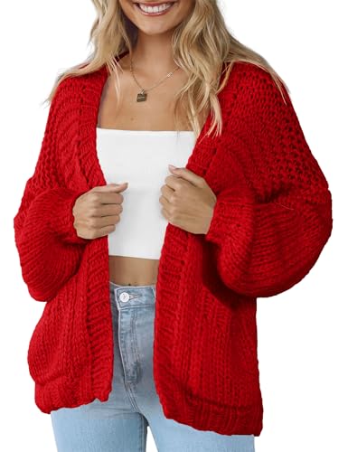 Women's Cardigan Soft Pocketed Long Sleeves Casual Knitted Open Front Cardigans Lightweight Sweaters